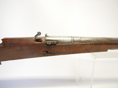 Lot Indian matchlock musket, approximately 20 bore,...