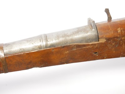 Lot Indian matchlock musket, approximately 28bore,...