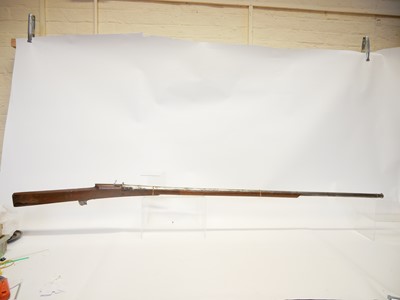 Lot Indian matchlock musket, approximately 28bore,...