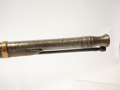 Lot Indian matchlock musket, approximately 28 bore,...