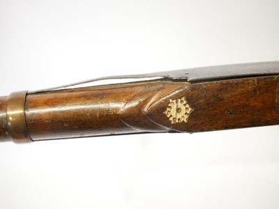 Lot Indian matchlock musket, approximately 28 bore,...