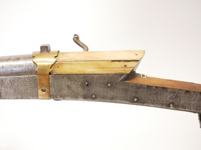 Lot Indian matchlock musket, approximately 28 bore,...