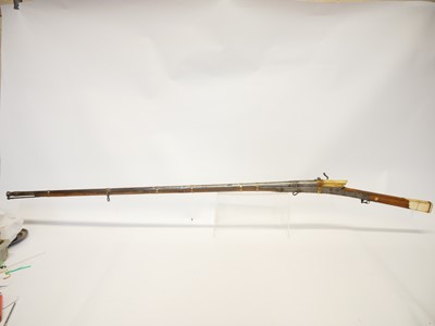 Lot Indian matchlock musket, approximately 28 bore,...