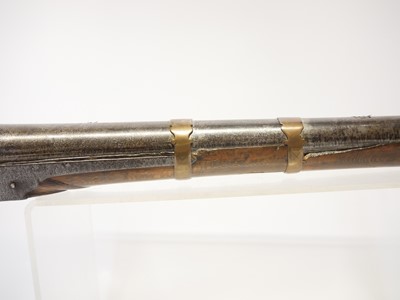Lot Indian matchlock musket, approximately 28 bore,...