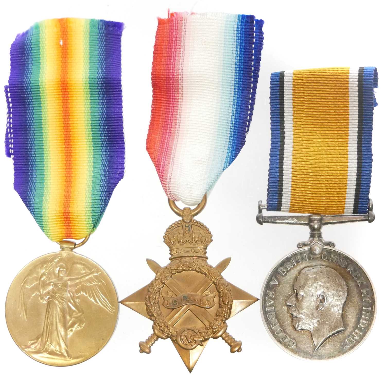 Lot WWI 1914-15 Star, War and Victory Medal Trio...