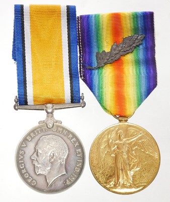 Lot WWI War and Victory Medal pair awarded to...