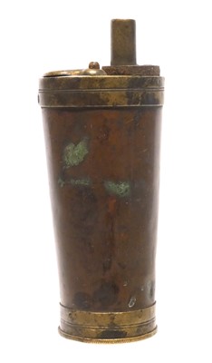Lot Copper and brass powder flask and bullet...
