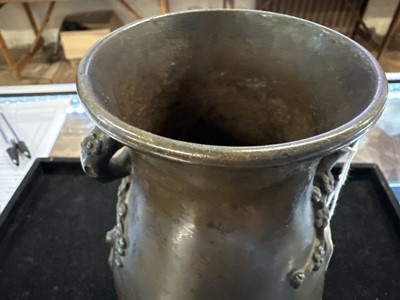 Lot 87 - A Chinese Qing Dynasty Bronze 'Five Bats (五隻蝙蝠)' Vase