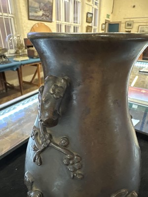 Lot 87 - A Chinese Qing Dynasty Bronze 'Five Bats (五隻蝙蝠)' Vase