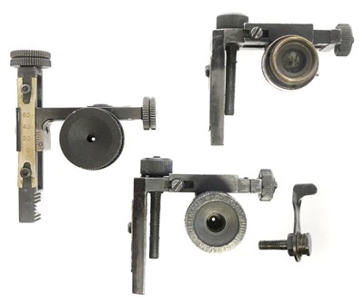 Lot Three aperture rear sights, two by Brindles,...