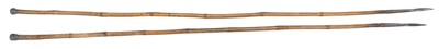 Lot Two pig spears, with triform blades and lead...