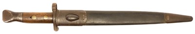 Lot 1888 pattern bayonet and scabbard, the ricasso...