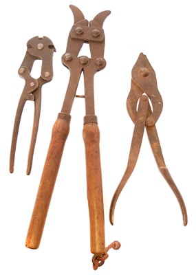 Lot Three pairs of WWI wire cutters, one set...