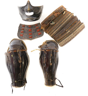 Lot Japanese Samurai Armour parts, to include a...