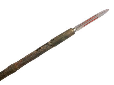 Lot Japanese Yari, or spear, triform 10 cm blade,...