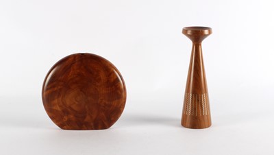 Lot Burr Wood Ovoid Vase and Tapered Teak Vase