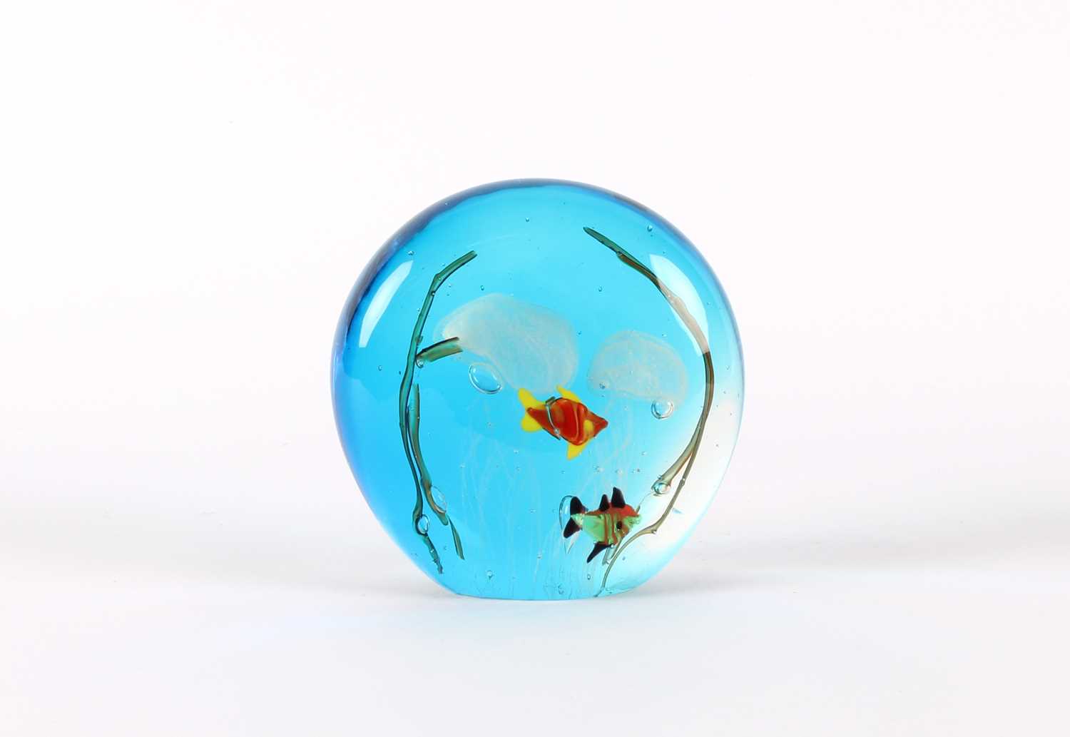 Lot 24 - Vintage Murano Style Glass 'Aquarium' Paperweight/Desk Ornament