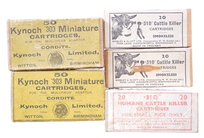 Lot Vintage Webley and Scott and Kynoch ammunition,...