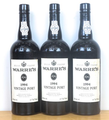 Lot 56 - 3 bottles Warre’s Vintage Port 1994