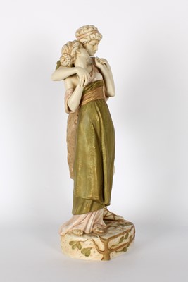 Lot A Tall Art Nouveau 'Two Lovers' Bisque Porcelain Figure Group Modelled by Aloïs Hampel for Royal Dux