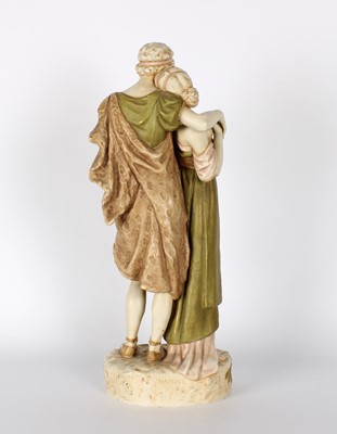 Lot A Tall Art Nouveau 'Two Lovers' Bisque Porcelain Figure Group Modelled by Aloïs Hampel for Royal Dux