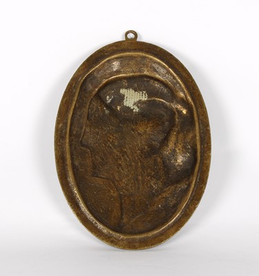 Lot A 19th Century Neoclassical Cast and Patinated Bronze Oval Wall Plaque