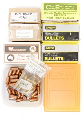 Lot .45/70 dies and bullets, to include a Lyman...