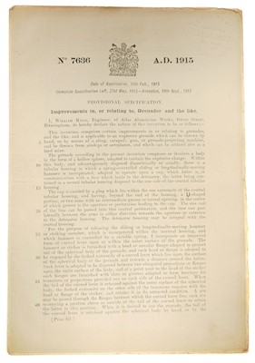 Lot 287 - Set of three original 1915 Patent...