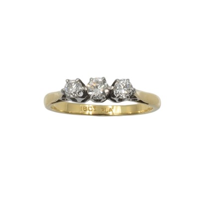 Lot An 18ct gold, platinum and diamond 3 stone ring