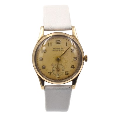 Lot A Buren Grand Prix watch and a Dugena 14ct watch (with rolled gold strap)