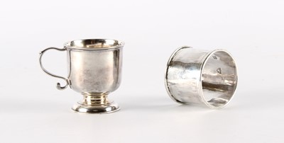 Lot A Small George III Silver Cup and a Large George V Silver Napkin Ring