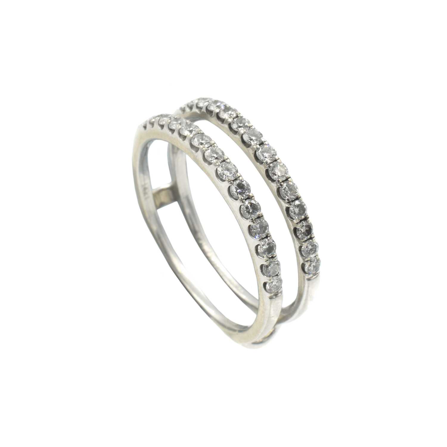 Lot A double row diamond half eternity ring, set in 14ct white gold