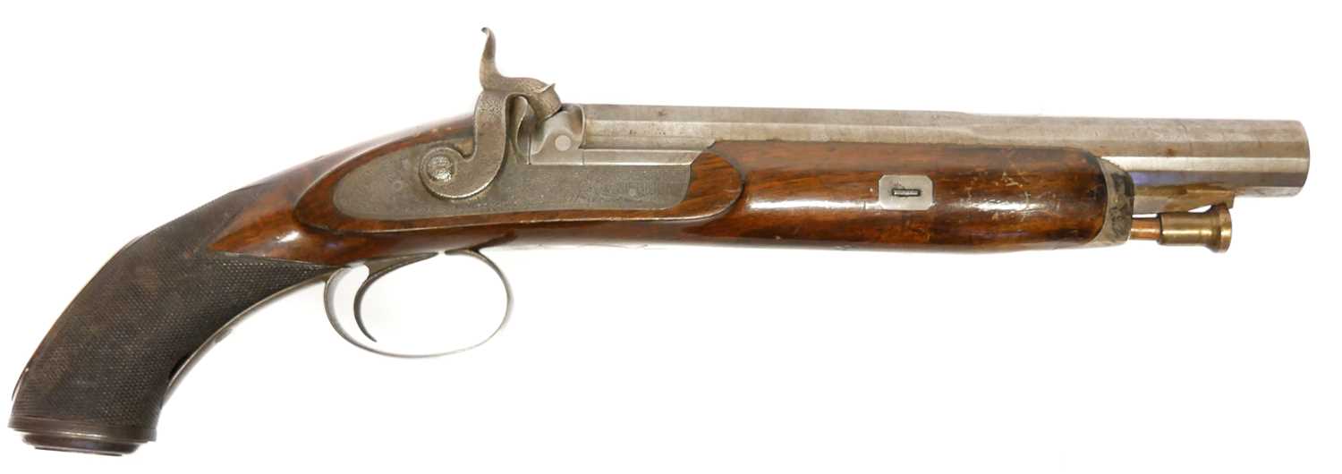 Lot 40 - Percussion 13 bore pistol, made from a cut...