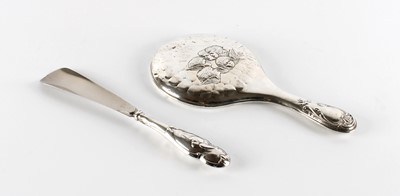 Lot 74 - A Victorian Silver Mounted 'Reynolds' Angels' Dressing Mirror and Shoehorn