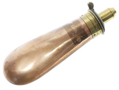 Lot 135 - Dixon and Sons copper and brass powder flask.