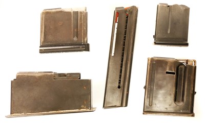 Lot 700 - Five rifle magazines, one marked AUT (Possibly...