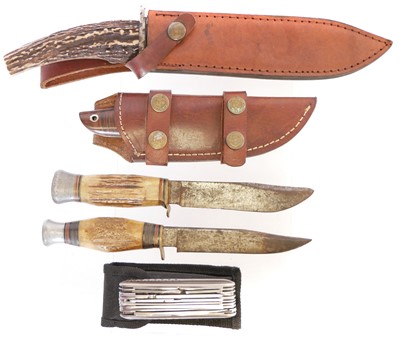 Lot 257 - Damascus blade hunting knife, 7inch cutting...