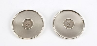 Lot 28 - A Pair of Elizabeth II Silver Mounted 'Coinage Memorabilia' Coasters