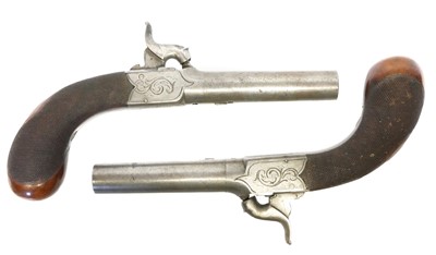 Lot Pair of English boxlock 50 bore percussion...