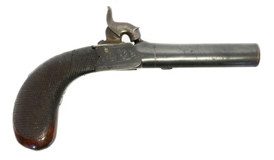 Lot English boxlock 48 bore percussion pistol,...