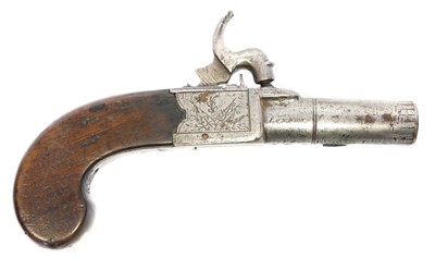 Lot English boxlock 40 bore percussion pistol,...