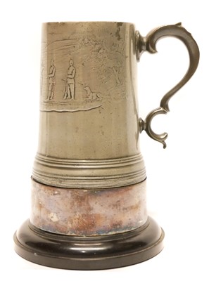Lot Pewter rifle competition tankard, depicting a...