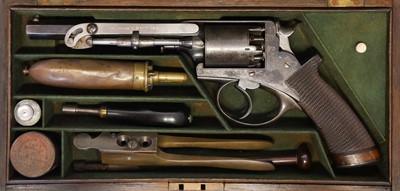 Lot Cased Beaumont Adams 54 bore percussion...