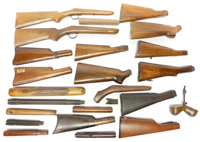 Lot Collection of various gun stocks and forends,...
