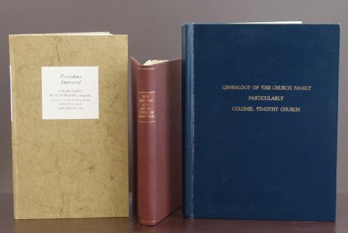 Lot 112 - Platt, J.W., The History of Antiquities of Nantwich, 1918, rebound in maroon cloth, new end papers and two other volumes including Providence Improved