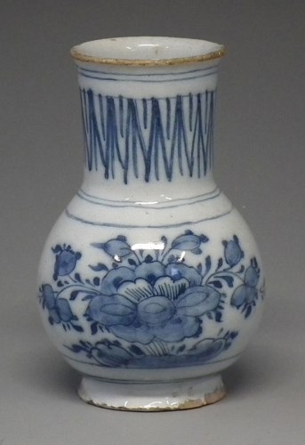 Lot 138 - Delft vase   painted with a floral spray, late