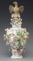 Lot 142 - Bow lidded vase circa 1750   with eagle finial