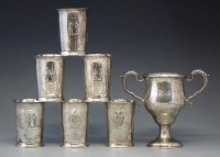 Lot 304 - Set of six silver Bisley shooting cups, 1905, all