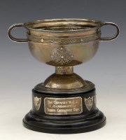 Lot 306 - Irish silver two handled trophy on plinth