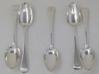 Lot 313 - Five silver serving spoons.